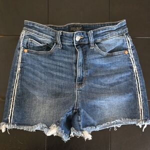 Judy Blue Distressed Denim Shorts - Dark Blue